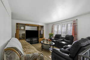 Living room with wood finished floors