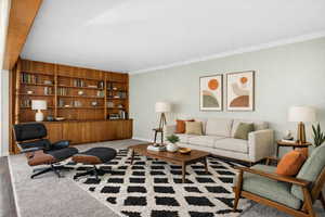 Living room with virtual staging
