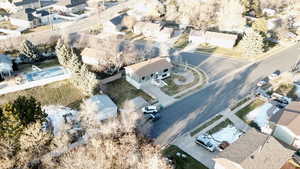 Aerial perspective of suburban area
