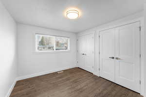 Guest bedroom on east side of the house with two closet