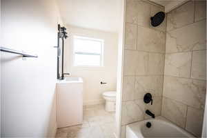 Full bath featuring vanity and shower / bathtub combination