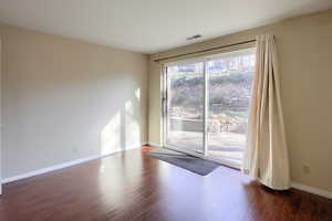 Second bedroom on level has an sliding door going to the patio area.