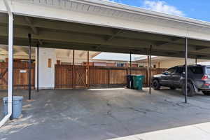 View of covered parking lot