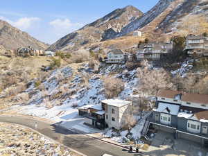 Mountain view with nearby suburban area