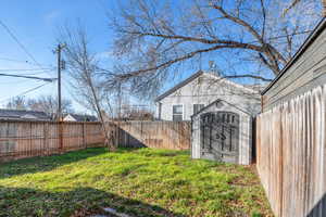 Side yard with shed