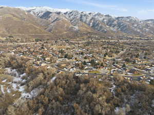 View of mountain background with nearby suburban area
