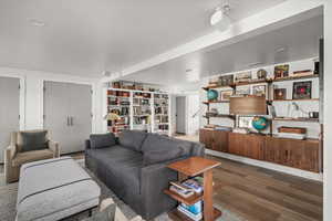 Living room with wood finished floors