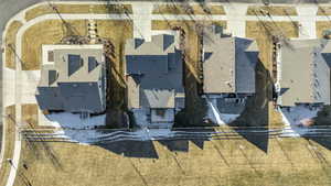 Aerial perspective of suburban area