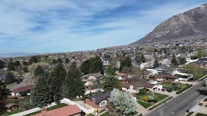 View of mountain background with nearby suburban area