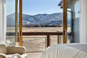Bedroom featuring a mountain view