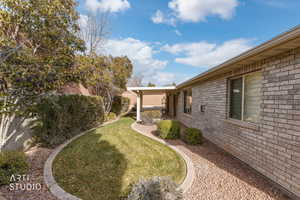 Fenced yard with a patio area