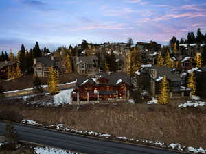 Aerial perspective of suburban area