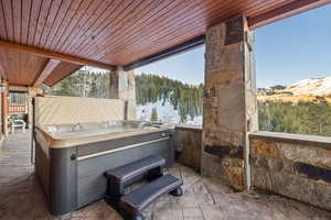 View of patio / terrace with a hot tub