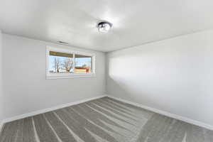Unfurnished room with carpet
