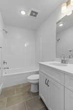 MAIN BATH W/ WHITE CABINETS & QUARTZ COUNTERTOPS!  LINEN CLOSET IN BATHROOM! (PICTURE OF PREVIOUS BUILT HOME-COLORS AND MATERIALS MAY VARY)