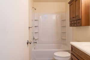 Additional built-in cabinets in well-appointed bathoom.