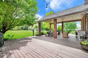 Back deck with a lawn