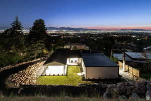 Aerial view at dusk of the valley