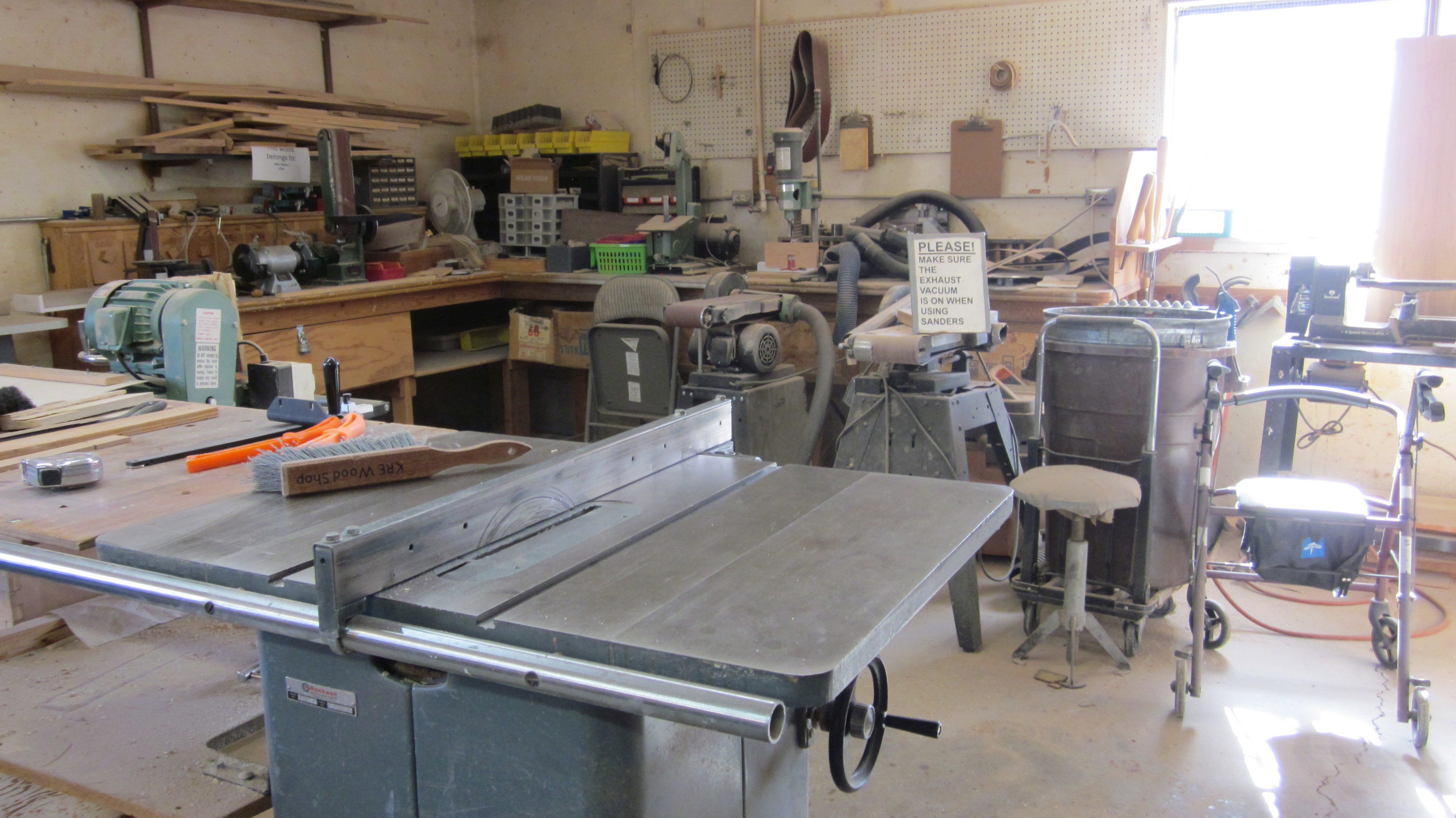 Garage featuring a workshop area