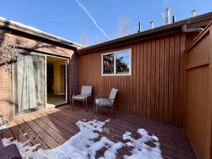 View of deck conveniently located close to kitchen and dining area