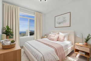 Enhanced photo of the staged bedroom