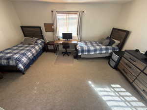 Bedroom with carpet flooring