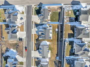 Aerial perspective of suburban area