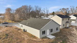 Aerial view of a tree filled landscape