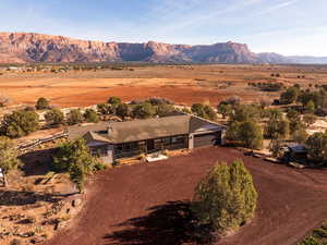 Overview of rural landscape with mountains