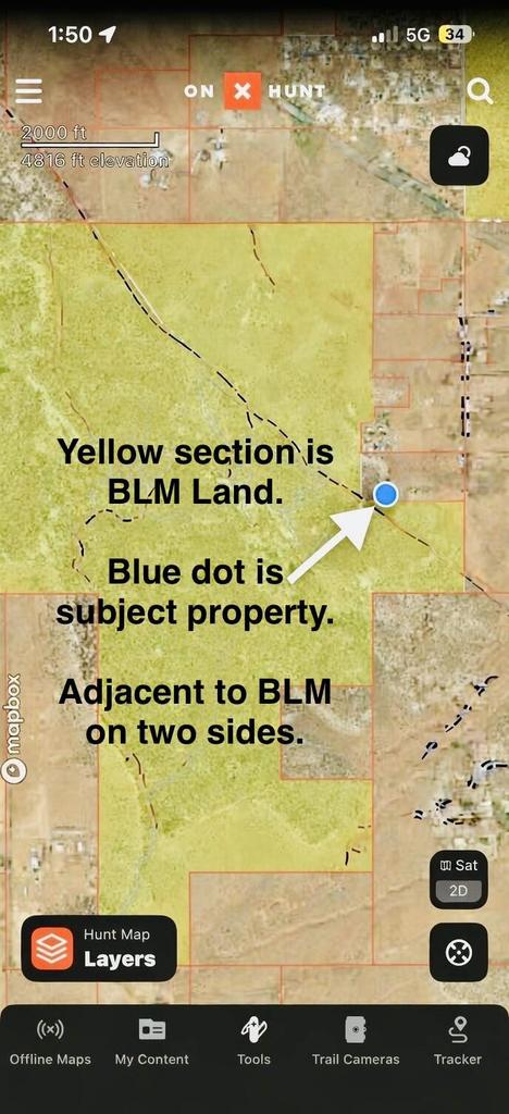 Geographic Information System (GIS) Map. Depicting property boundaries and land classifications including BLM land