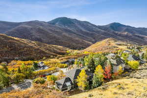 View of mountain background with nearby suburban area