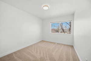 Unfurnished room with baseboards and carpet floors