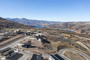 Aerial view of a water and mountain view