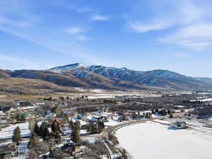 View of mountain background with nearby suburban area