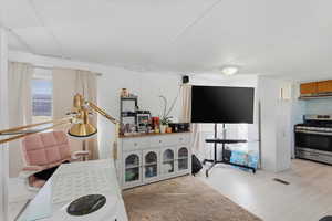 Living area featuring light wood-type flooring