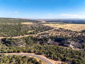 Aerial view of a mountain backdrop