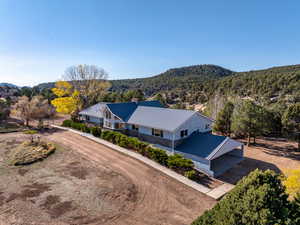 View from above of property with mountains