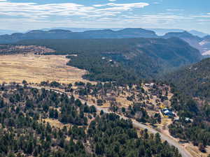 Mountain view with a heavily wooded area