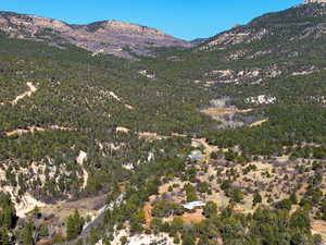 Mountain view with a heavily wooded area