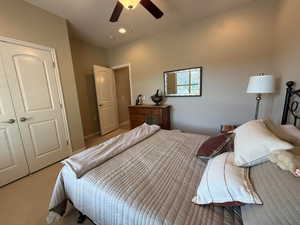 2nd Bedroom featuring carpet flooring, a closet, and ceiling fan