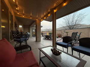 View of patio featuring outdoor dining area