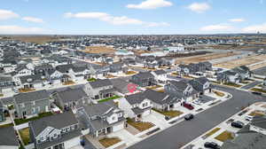 Aerial perspective of suburban area