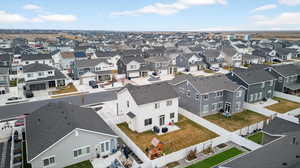 Aerial perspective of suburban area