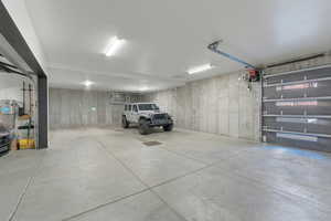 Garage with a central vacuum unit