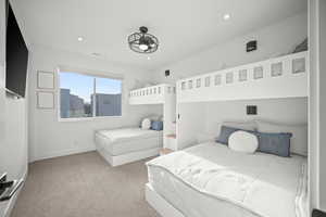 Bedroom featuring carpet flooring and recessed lighting