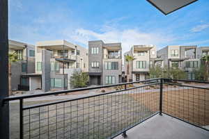 Balcony featuring a residential view