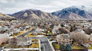 View of mountain backdrop with nearby suburban area