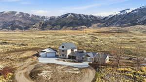 View of mountain background with rural landscape
