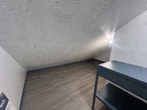 Bonus room with a textured ceiling and light wood-style flooring