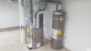 Utilities with heating unit and water heater
